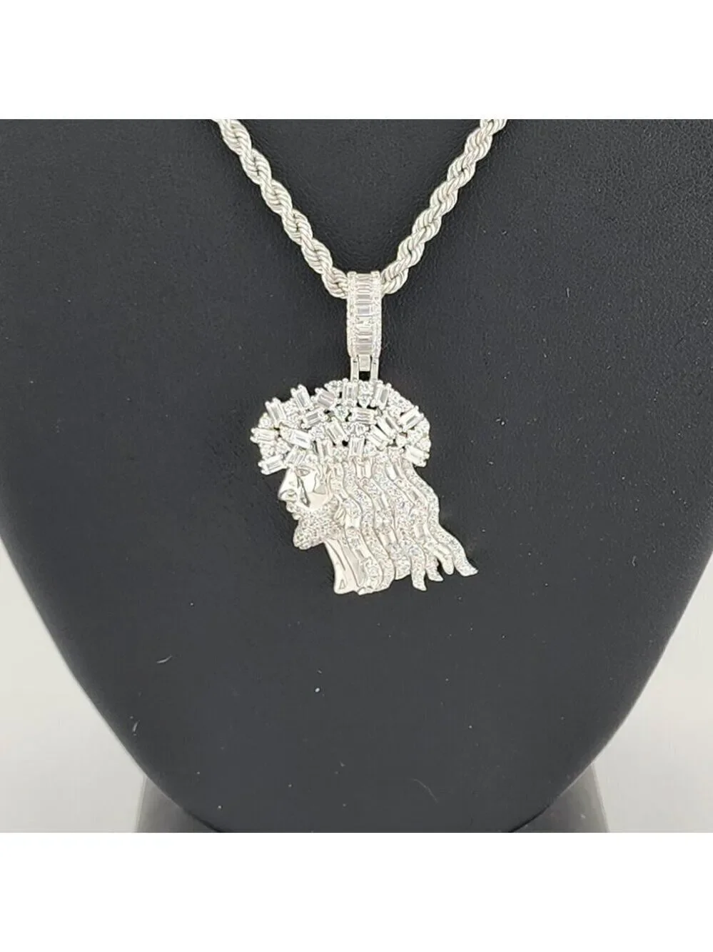 Brand New Sterling Silver 925 Jesus Side Face Necklace